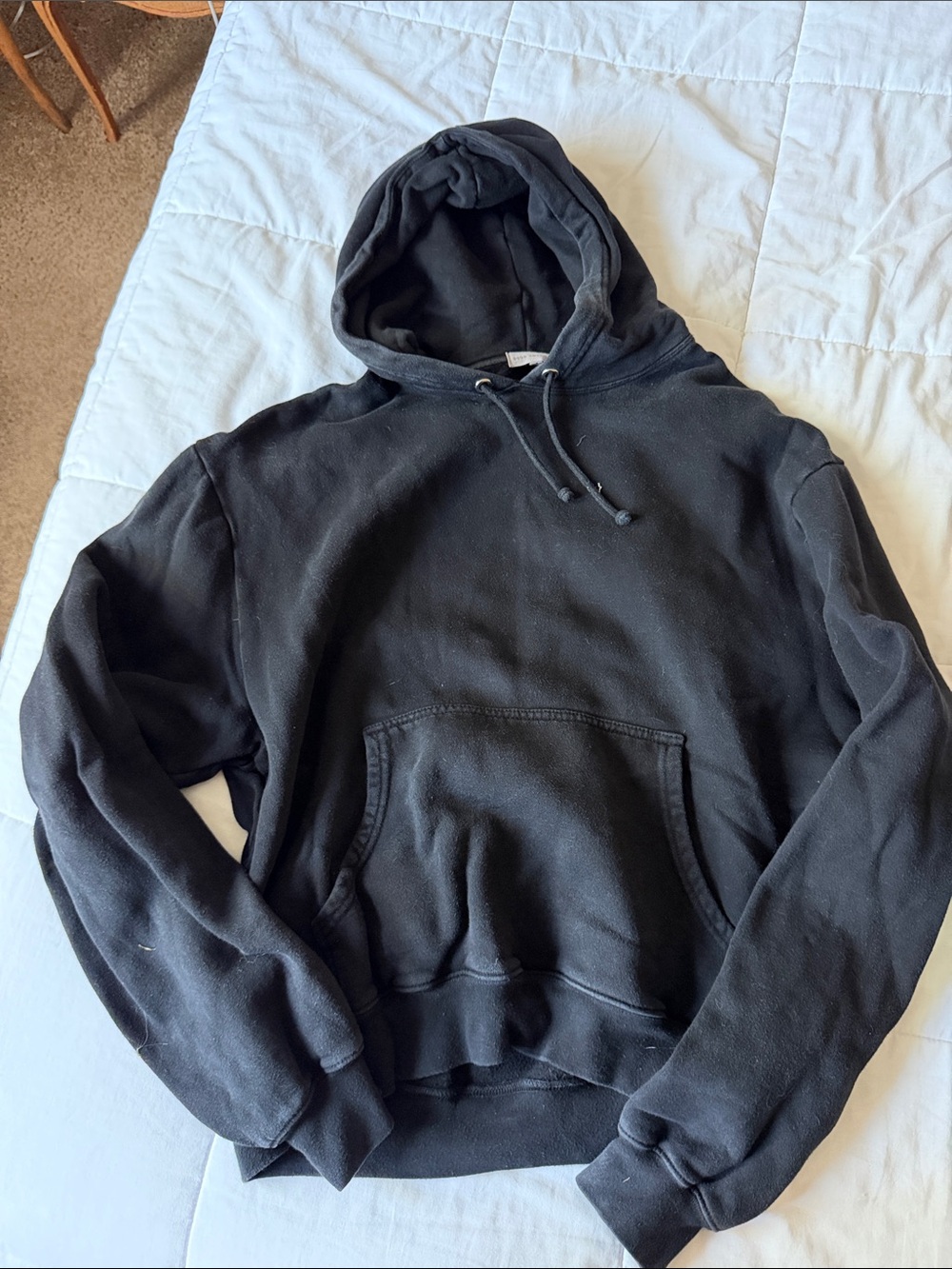 Good American Black Hooded Pullover Sweatshirt